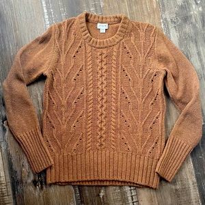 J Crew Camel Tan Cable Knit Sweater Wool